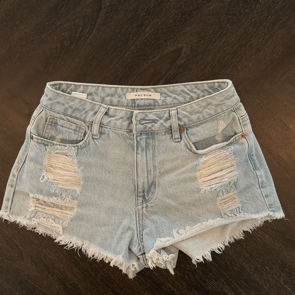 PacSun Sky Blue Ripped Jean Shorts